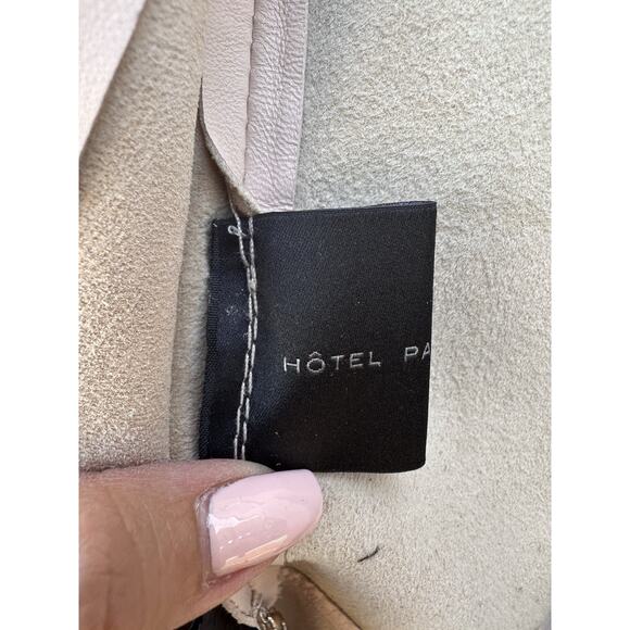 HOTEL PARTICULIER 100% Leather Bodycon Dress Ruffle Sleeves Minimalist Sz M - Picture 5 of 10